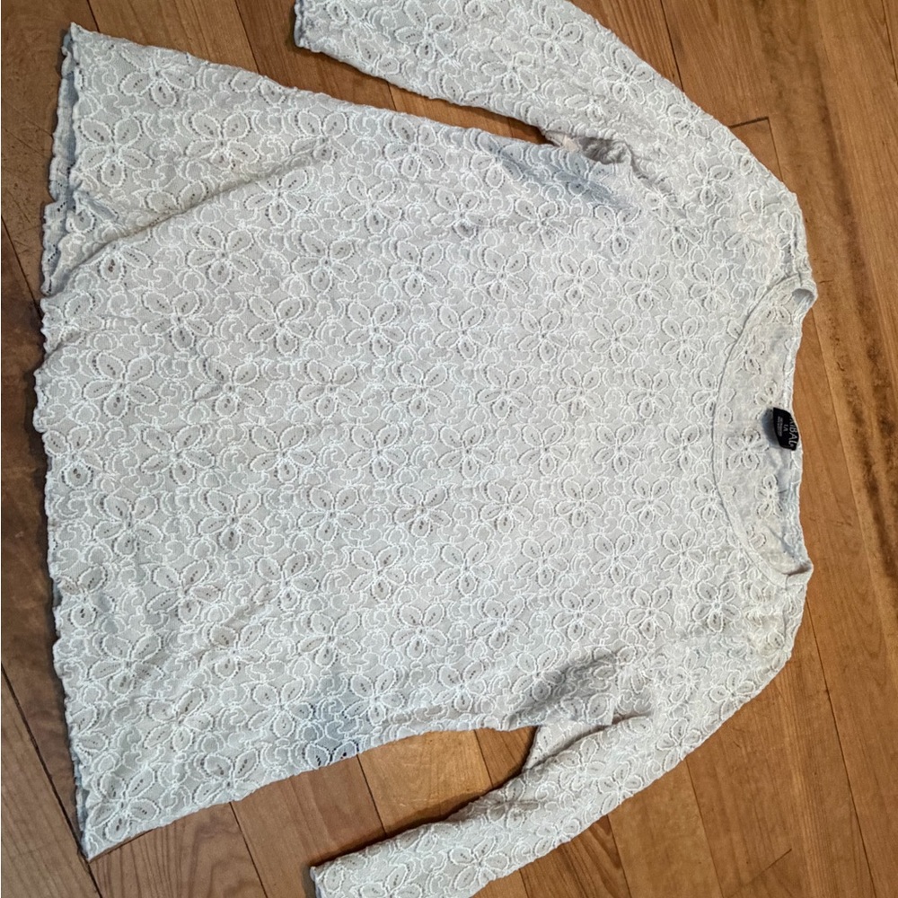 Tribal Cream Lace Long Sleeve Top 3/4 sleeve